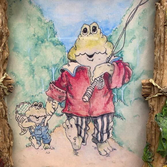 Frogmorton and Tad Frog Picture Frame 4X6 Resin Fly Fishing Dad & Son Boyds Bear - Picture 7 of 11
